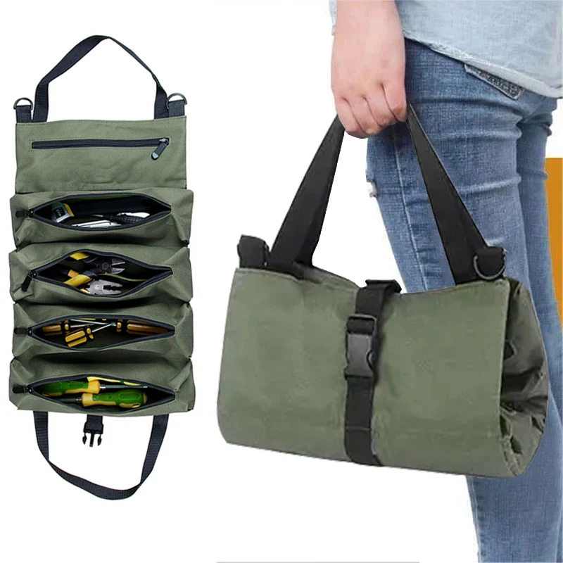 Multi-purpose Oxford Storage Bag Canvas Toolkit Car Motorcycle Repair Wrench Tools Organizer Rolling up Working Tool Carrier Bag