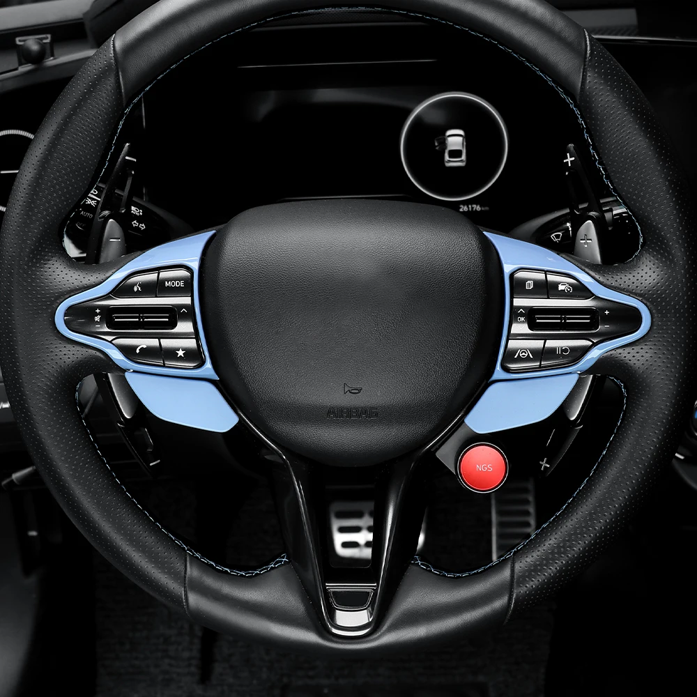Carbonfaser-Stil Lenkradrahmenabdeckung Zierleiste Innenraumzubehör LHD/RHD für Hyundai Veloster N 2019-2023 Kona N I30N – Detail 15