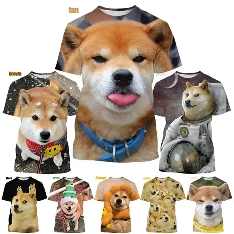 Funny 3D Doge Shiba Inu Dog Graphic T Shirt for Men Clothing Casual Fashion Streetwear Pop Unisex Harajuku Women Tops Tee Shirts