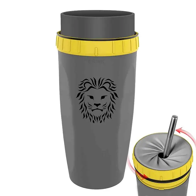 300ml Creative Twist Lid Thermos Cup Portable Coffee Mug With Straw Twistable Water Cup Coverless Leakproof Travel Mug Xmas Gift