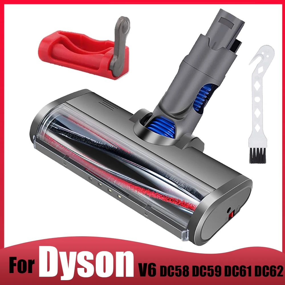 Para Dyson V6 DC58 DC59 DC61 DC62 aspiradora cepillo de rodillo Turbo eléctrico, con rodillo de cerdas luz LED para alfombra suelo duro