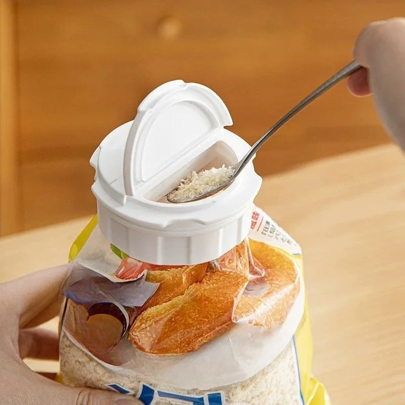 Dual Opening Pour Mouth Food Bag Sealing Cap Moisture Resistant Plastic Seal Clip for Grain Snack Spice Kitchen Fresh Keeping