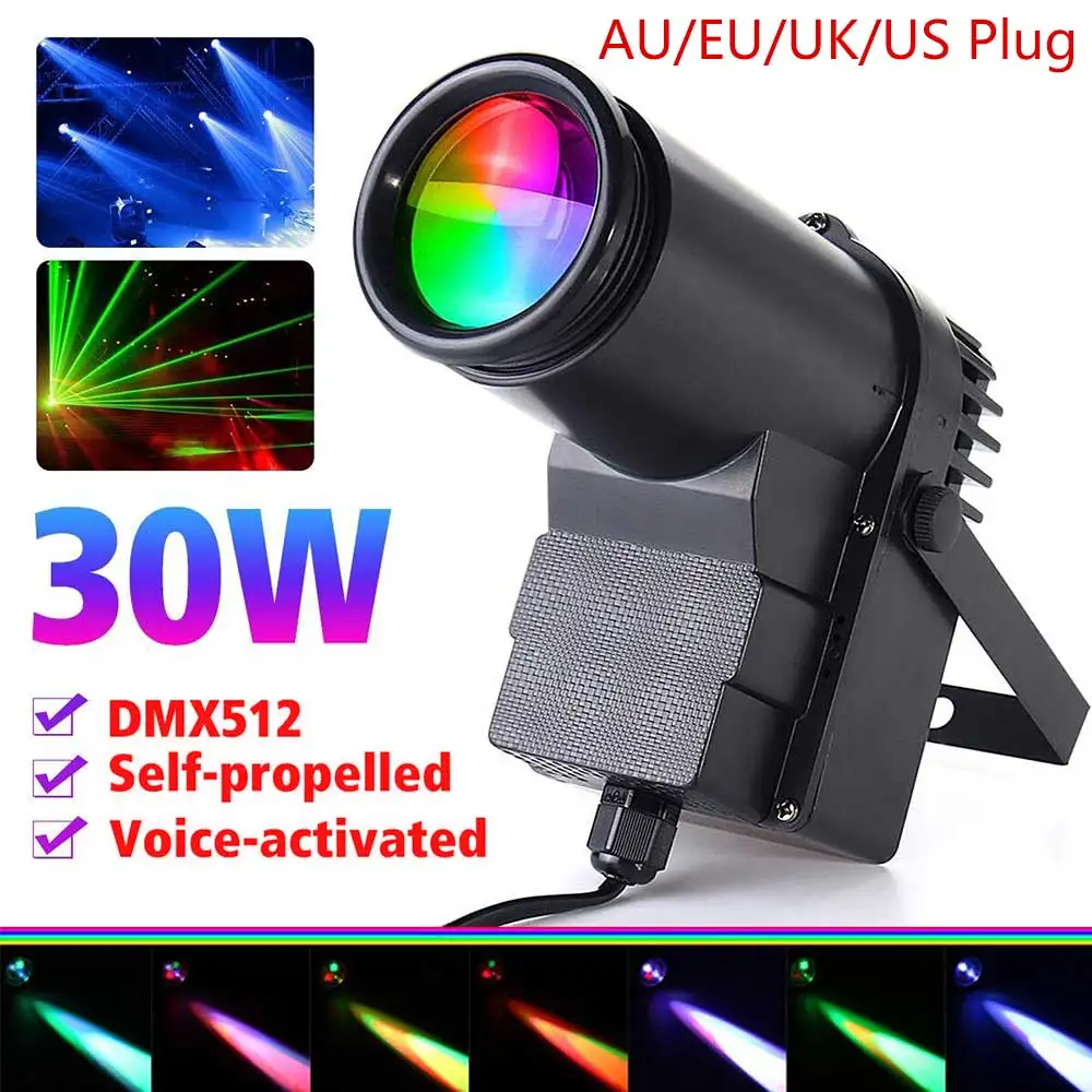 

30W Mini RGBW LED Pinspot Light Stage Light DMX512 Colorfull Disco Beam For DJ Party KTV Mirror Ball Pin Spot Lights Spotlights