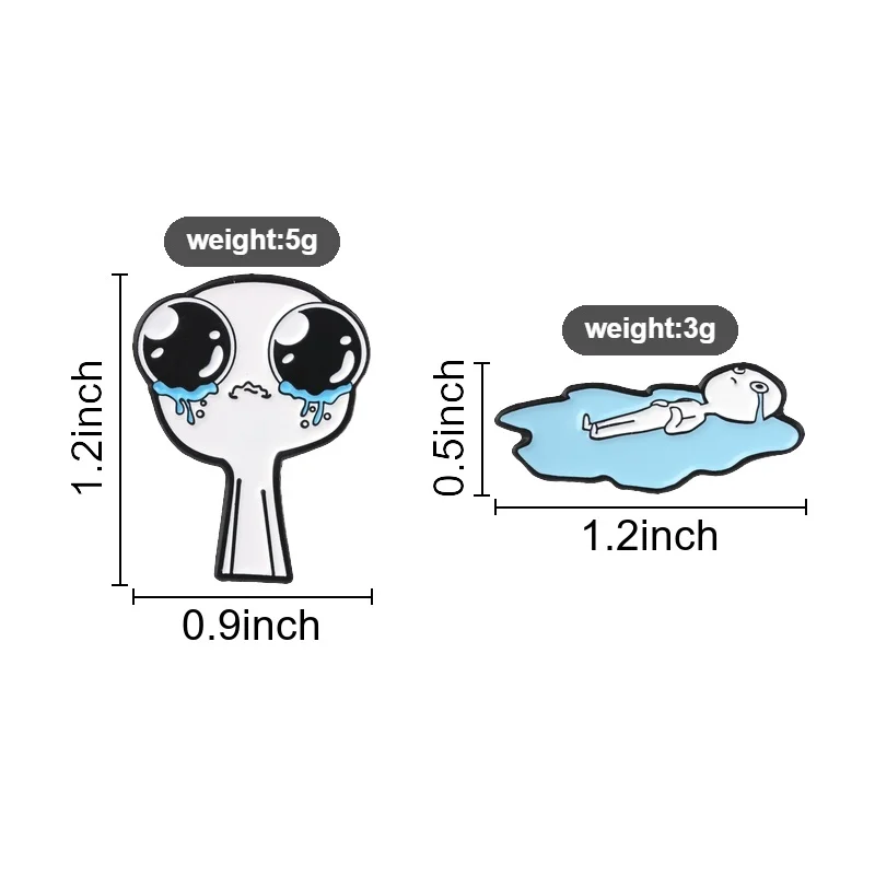 Cute Crying Meme Character Badge Big‑Eye Crying Figure Lying In Tears Pool Enamel Pins Mental Humor Brooch Decor Accessories