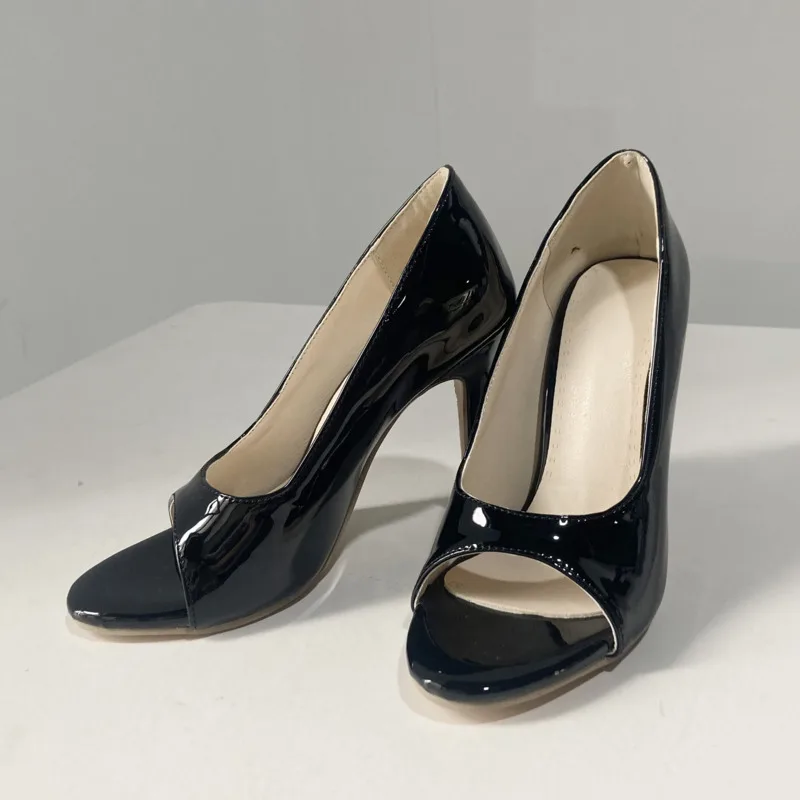 Nowe czarne sandały damskie 2021 letnie buty na wysokim obcasie Peep Toe Slip-on duże rozmiary damskie buty Casual Office Sandalia Feminina