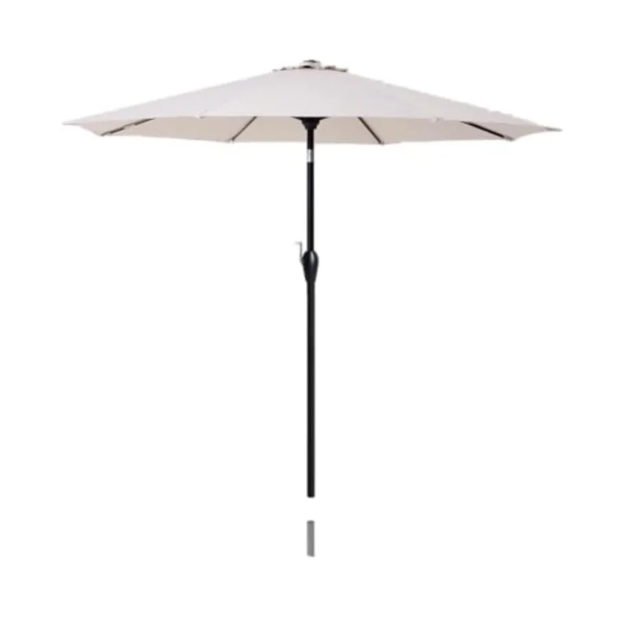 Striped Patio Umbrellas Outdoor Table Market Umbrellas with Crank and Pust Button Tilt Auto-Tilt, 8 Steel Ribs, High Color-Fast