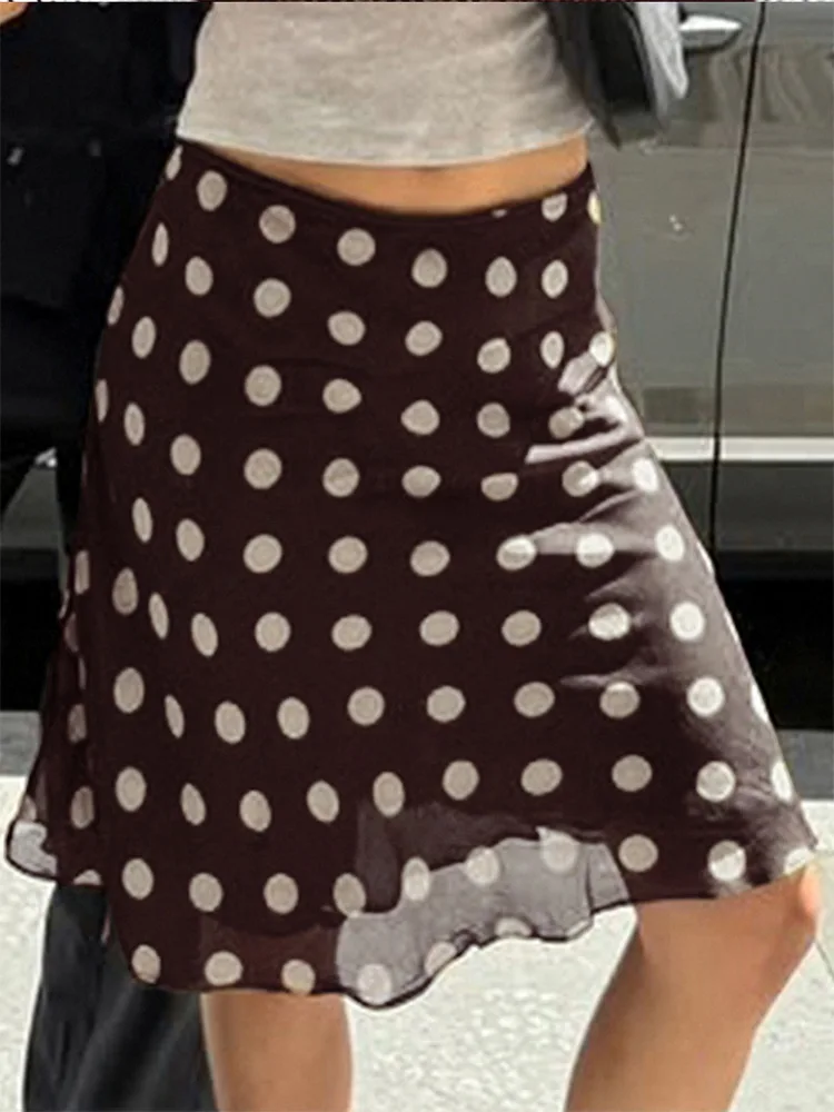 Y2k Vintage Summer New Polka Dot Mini Skirts Casual Low Waist Slim Fit Skirt Wonmen's 2026 Beach Holiday Fashionable Streetwear
