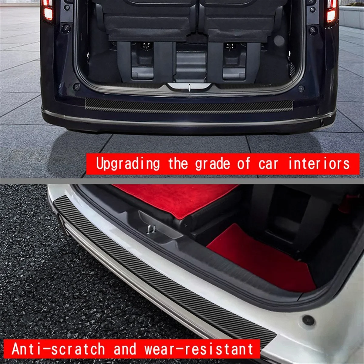 Strisce di rivestimento per protezione bagagliaio in pelle per auto d'epoca per Honda STEPWGN RP8 Strisce di rivestimento protettivo per protezione posteriore per auto in fibra di carbonio