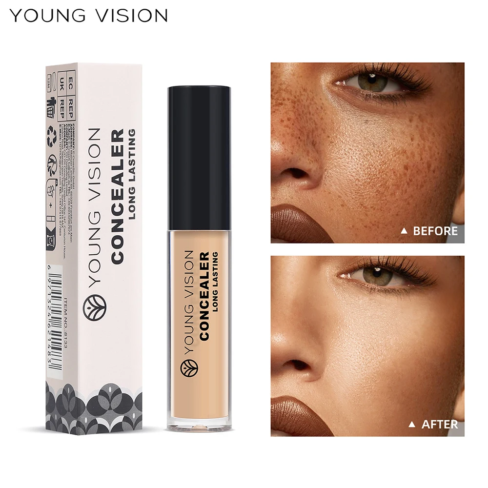 ヤングビジョン-ナチュラルマットリキッドコンシーラー、長持ちするテクスチャー、繊細なエンボス加工、肌を明るくする、6色