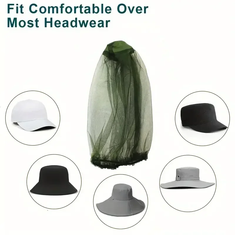Anti Mosquito Cover Hat Net Cover Bee Insect Proof Cover Breathable Head Net Cover Fishing Cap Outdoor Travel Camping Mask
