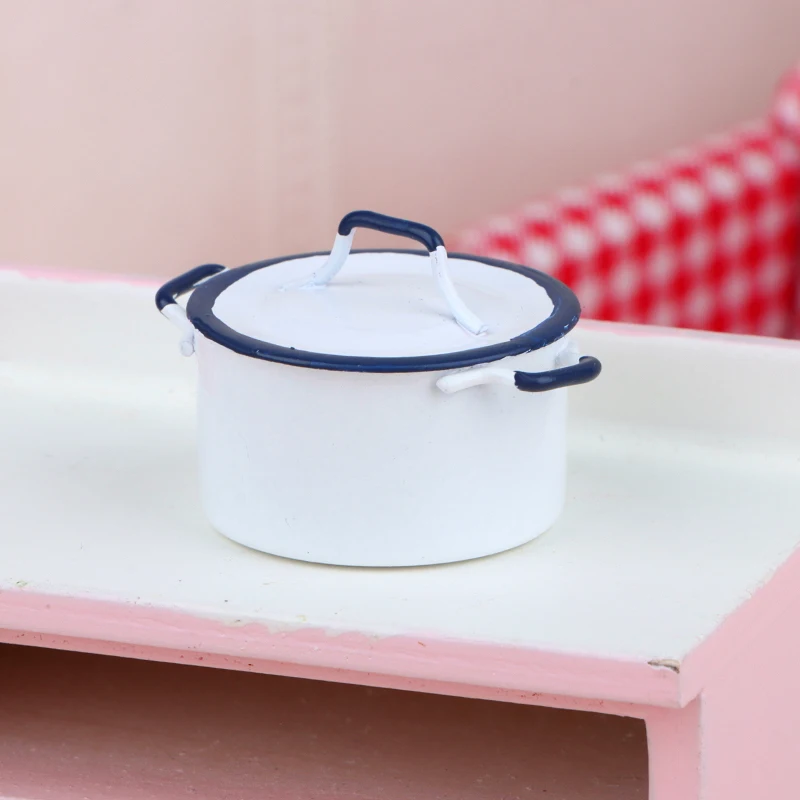 1:12 Puppenhaus Miniatur Kessel Kochen Suppe Topf mit Deckel Kochgeschirr Küchenutensilien Modell Dekor Spielzeug Puppenhaus Zubehör