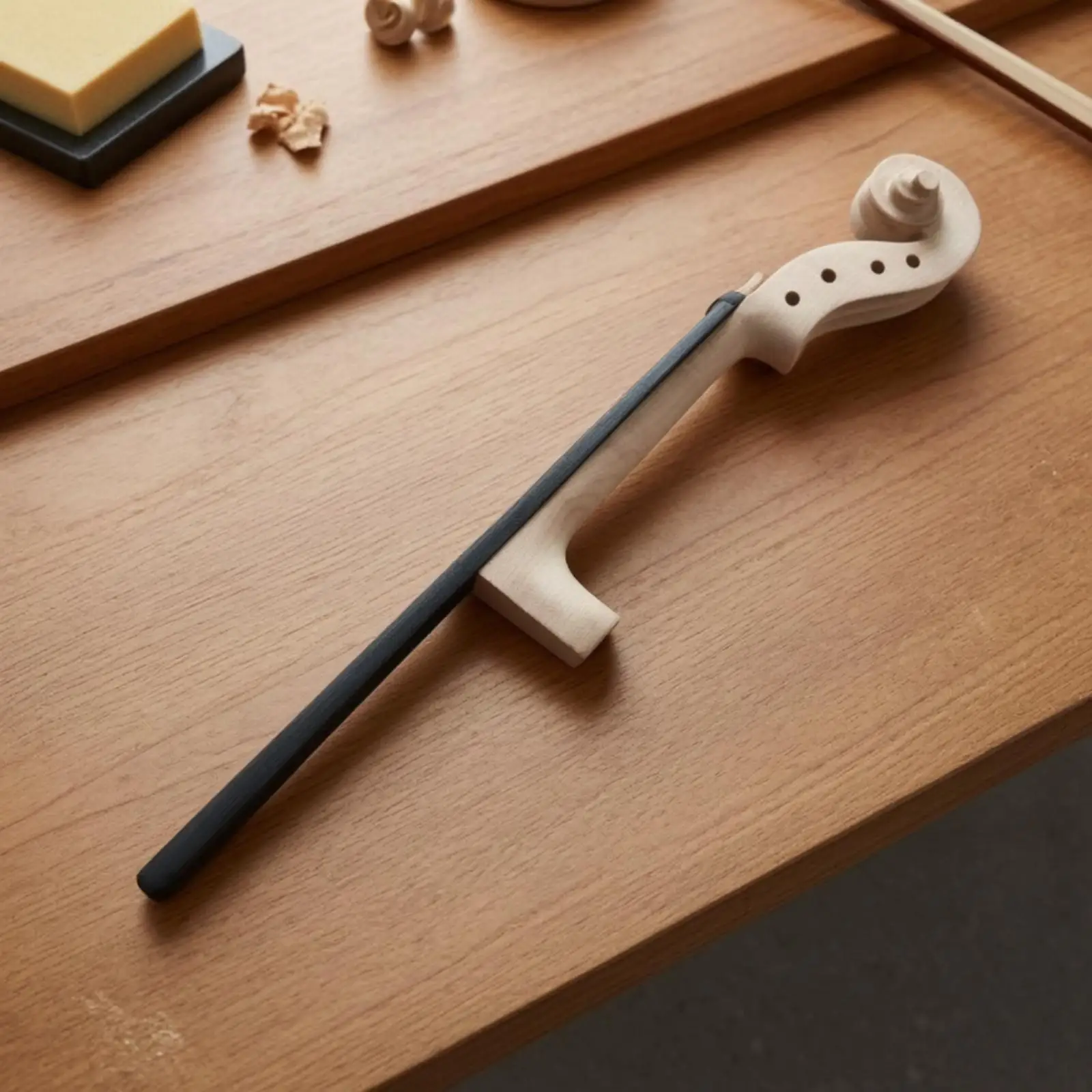 Violin Neck with Fingerboard Unvarnished Violin Neck with Head Full Size