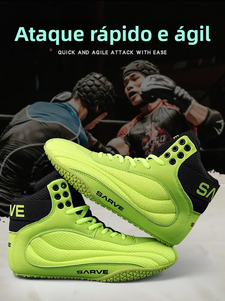 professional-children's-high-top-boxing-shoes-mixed-martial-arts-wrestling-fitness-training-competition-boots-for-boys-and-girls