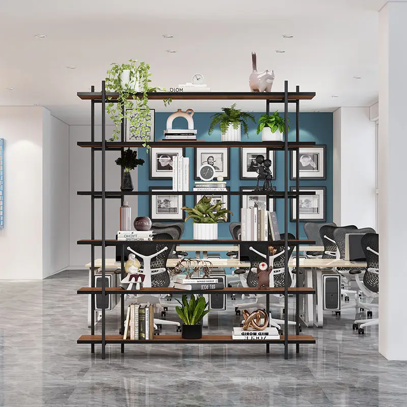 Floor-to-ceiling household wrought iron multi-layer storage small steel and wood storage rack