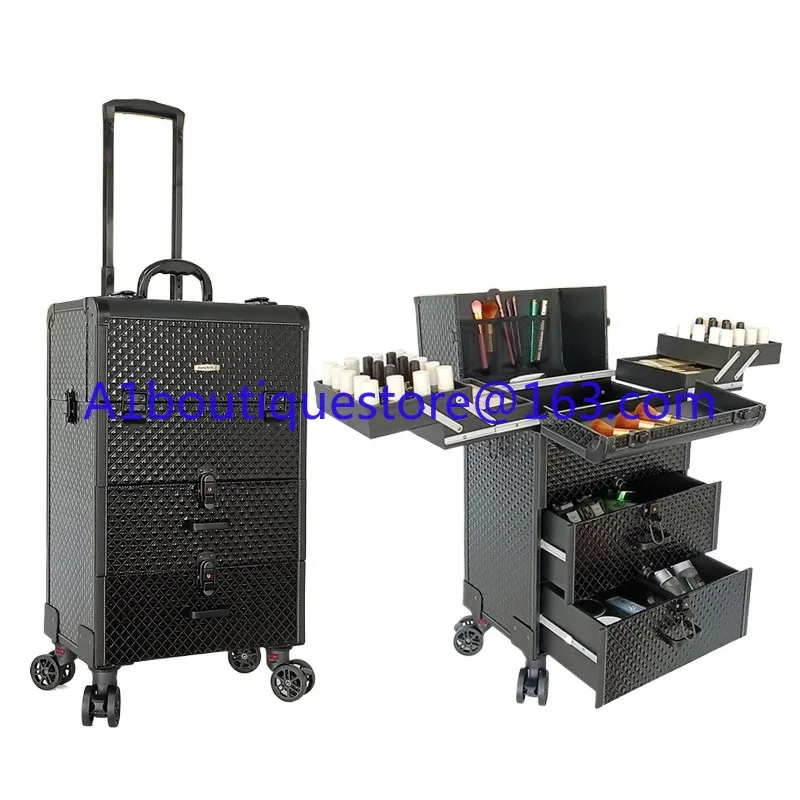 

Multi-layer Professional Cart Makeup Box, Eyelashes, Nail Embroidery Multi-functional Storage Toolbox Large Capacity