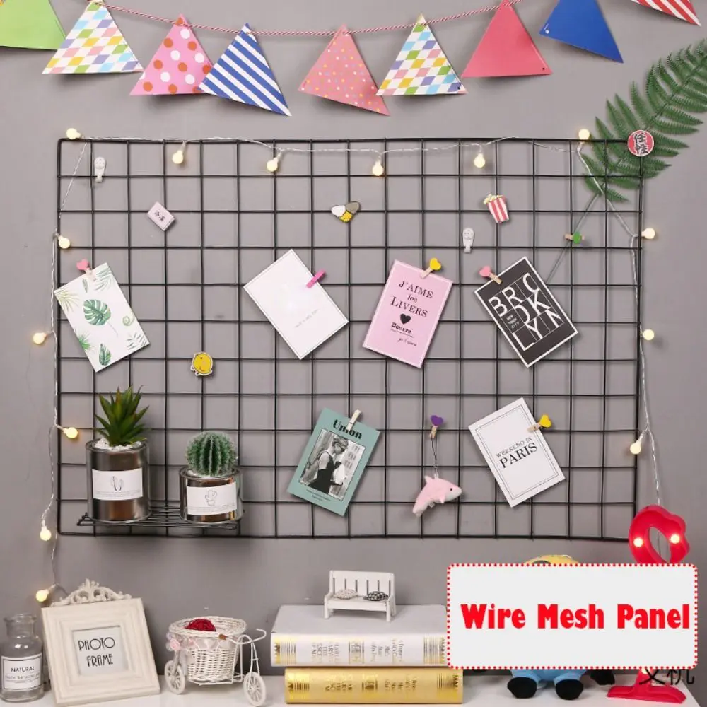 Black Wire Mesh Panel Detachable Rust-resistant Photo Wall Grid Shelf Metal Pet Playpen Panel