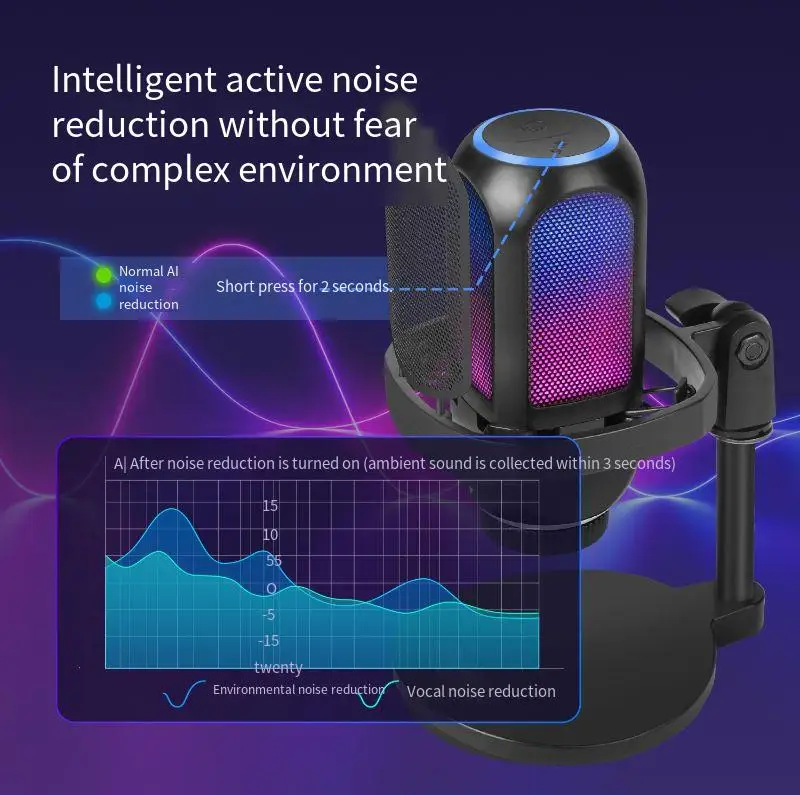 APK001 مكثف ميكروفون لعبة الكمبيوتر AI الحد من الضوضاء الهاتف المحمول تسجيل Dubbing البث المباشر ميكروفون #3