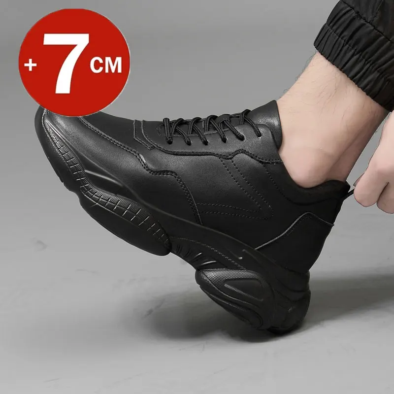 Chaussures rehaussantes pour hommes, baskets blanches et noires, recommandées, 6-8 cm