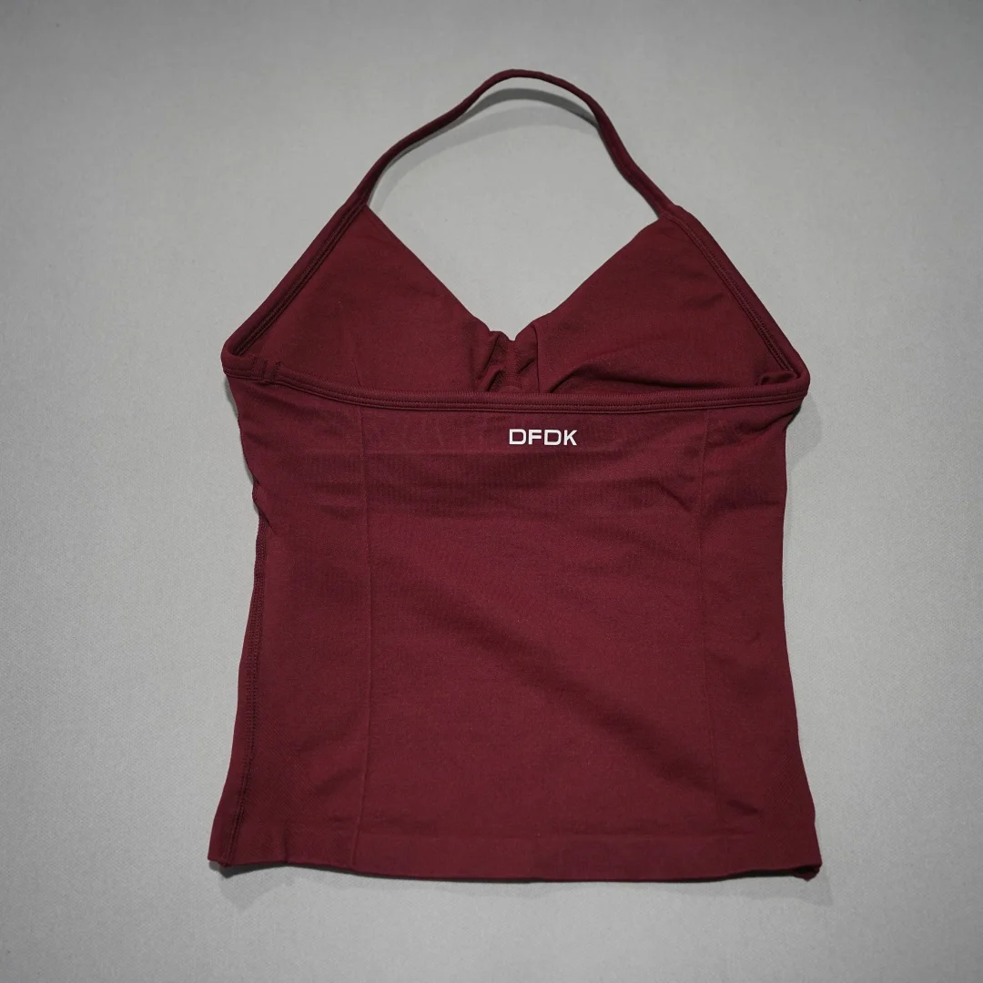 DFDK Women's V-Neck Sports Vest, Seamless Sleeveless Yoga Top, Detachable Padding, Breathable Slim Fit Gym Running Athletic Wear image 4