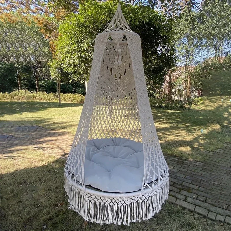 

Handmade Rope Tassel Hammocks Indoor Garden Swings Balcony Outdoor Courtyard Rocking Chairs Camping Hammock Outdoor Furniture