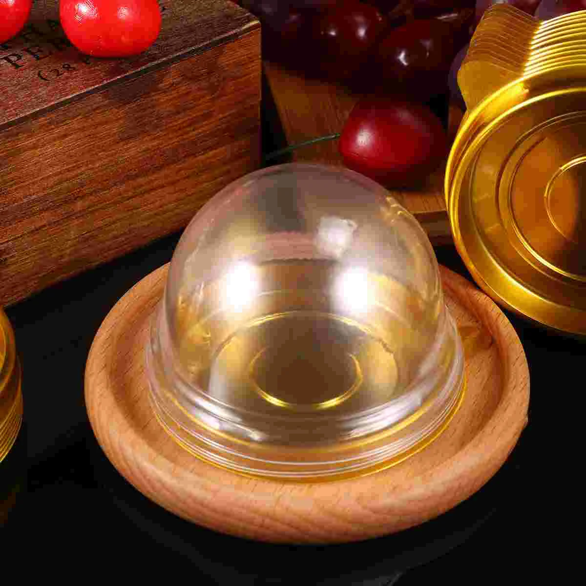 

100pcs Round Plastic Yolk Puff Blister Box Dome Containers Baking Packaging Golden Tray Food Grade PET Eco Friendly Safe