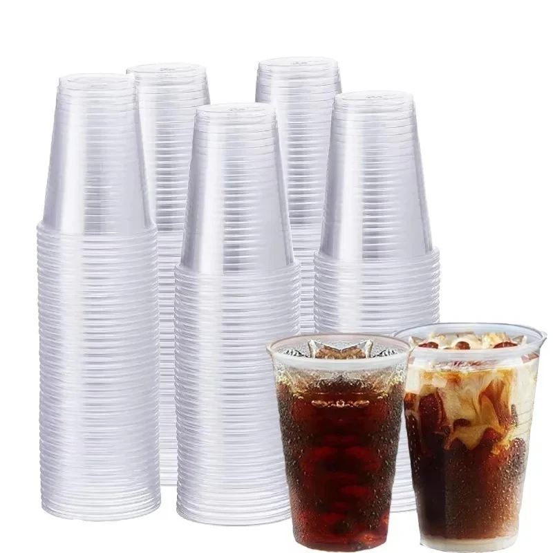 50/100/200/300PCS Disposable Clear Plastic Cups Outdoor Plastic Coffee Cups Picnic Birthday Kitchen Party Tableware Christmas