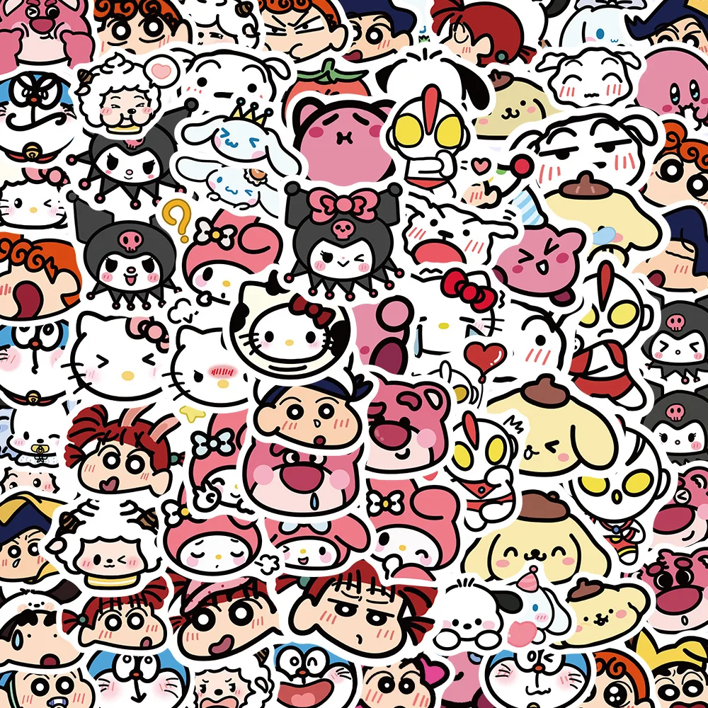 10/40/80PCS Sanrio Mix Cartoon Stickers Cute Kuromi Hello Kitty Kids Toys Decals Decoration DIY Skateboard Phone Fridge Guitar