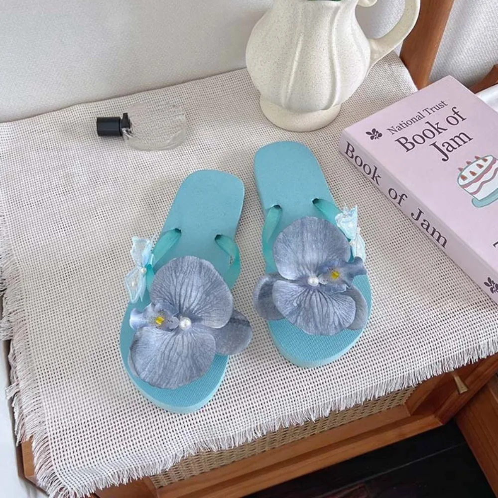 Fashion Vacation Flower Flip Flops Waterproof Beach Moth Orchid Sandals Soft Shoes Butterfly Orchid Slippers Swimming