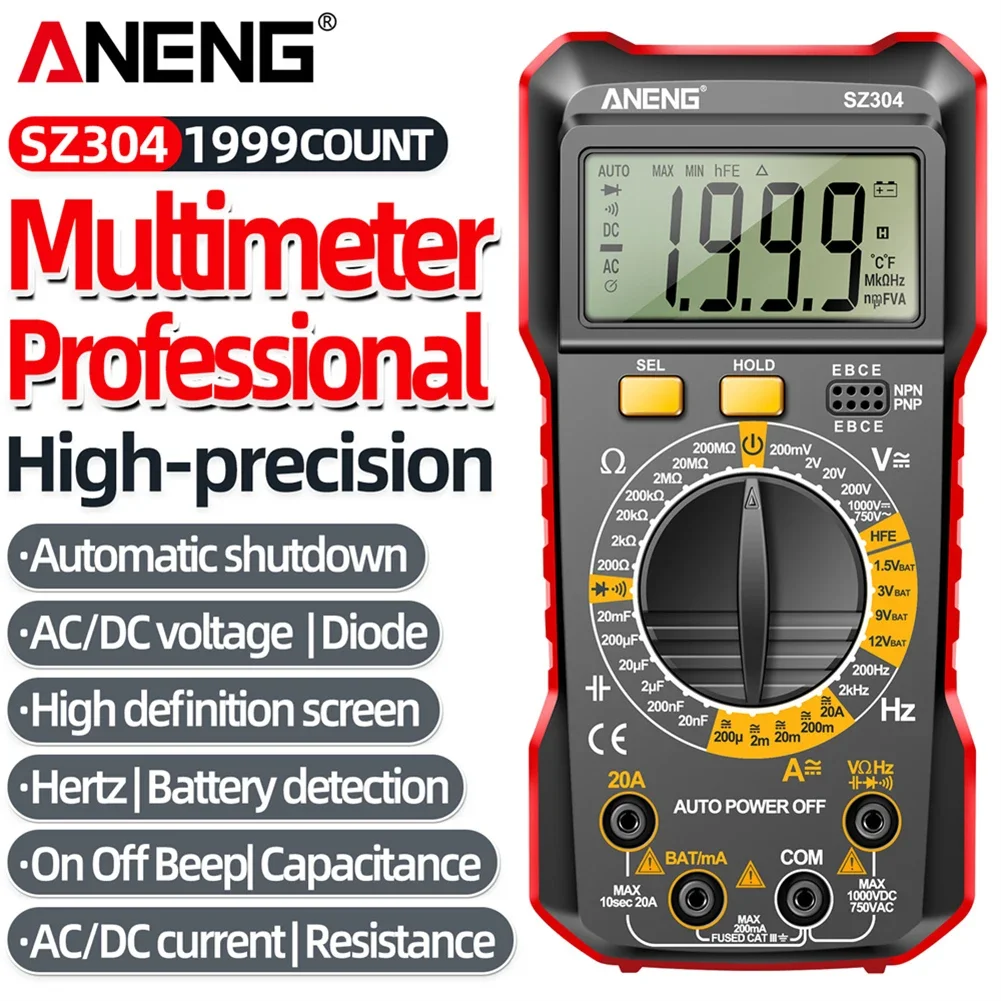 ANENG SZ304 Digital Multimete True RMS Handheld Multifunction High Precision Tester NCV AC/DC Votage Current Resistance Ohm Tool