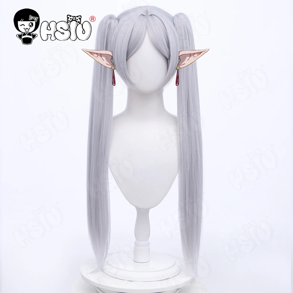 Frieren Cosplay Pruik Anime Sousou No Frieren Bij De Begrafenis Cosplay Hsiu 80Cm Zilvergrijze Dubbele Paardenstaart Lange Haar Synthetische Pruik