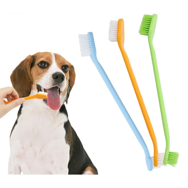 

Pet Toothbrush Double-head Dog Toothbrushes Oral Care Dog Teeth Cleaning Soft Hair Cat Toothbrush Long Handle Dogs Toothbrushes