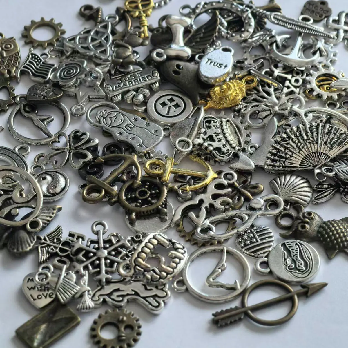 30PCS Mixed Multi Shape Charm Pendants Animal Heart Anchor Fit DIY Handicrafts Jewelry Making Accessories Supplies 5-25mm