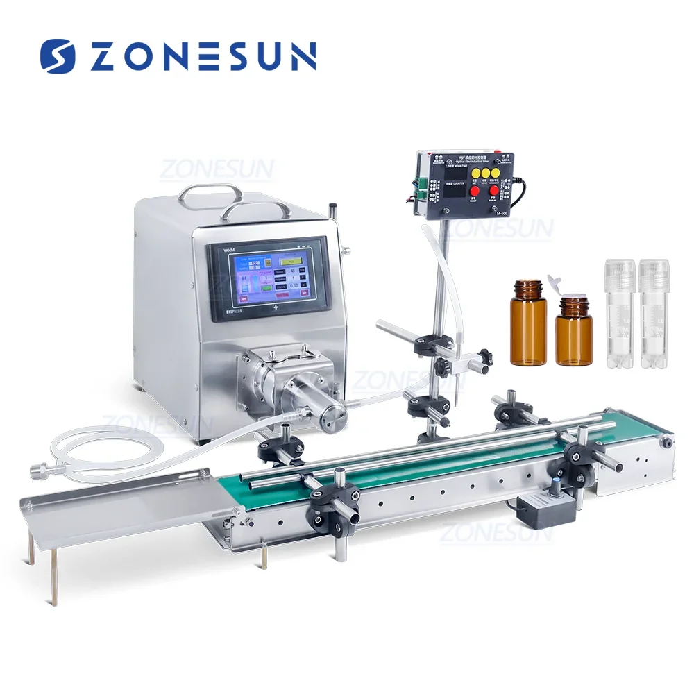 ZONESUN ZS-DTCP1 Automatic Small Ceramic Pump High Accuracy Small Volume Liquid Filling Machine With Conveyor