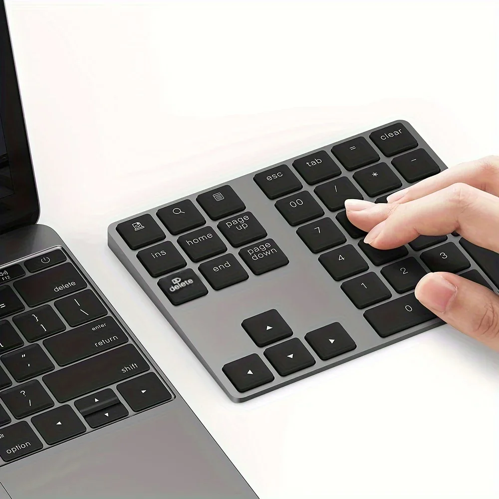 Wireless Numeric Keypad with USB-C Charging, 34 Keys, For Smart Auto-Pairing System - Compatible for Mac OS & Windows 10