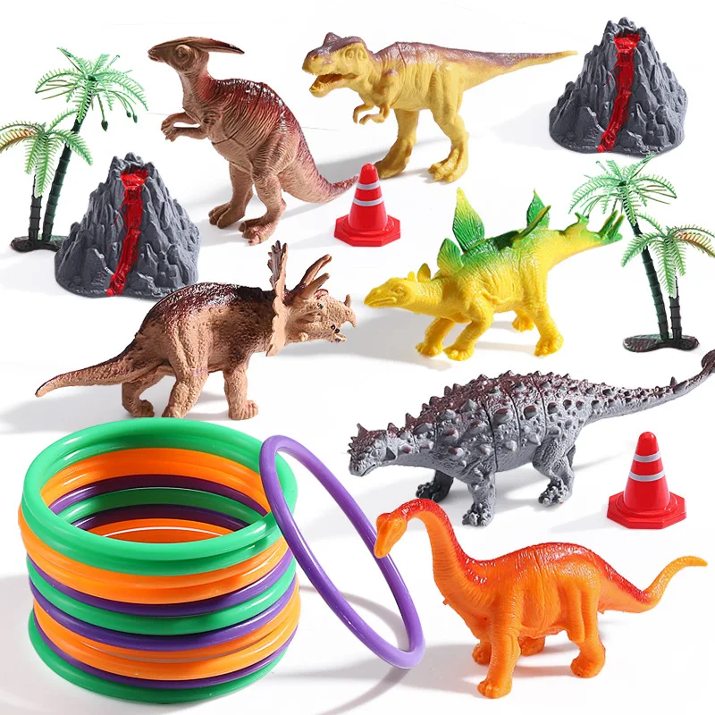 

Creative Fun Small Dinosaur Lasso Ring Toys For Children Parent-child Interactive Games Indoor Lasso Ring Dinosaur Model Toys