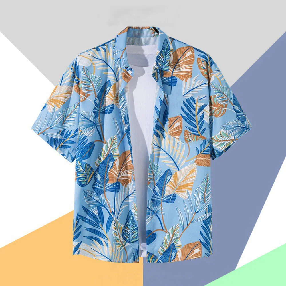 Verão casual diário solto camisa vintage flores impressão roupas masculinas moda versátil topo adequado rua férias praia