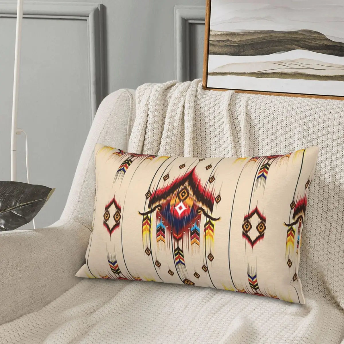 Indian Painting Native American Aztec Tribal Rectangle Pillowcase Cushion Cover Decor Bedroom Bed Home Comfort Throw Pillow
