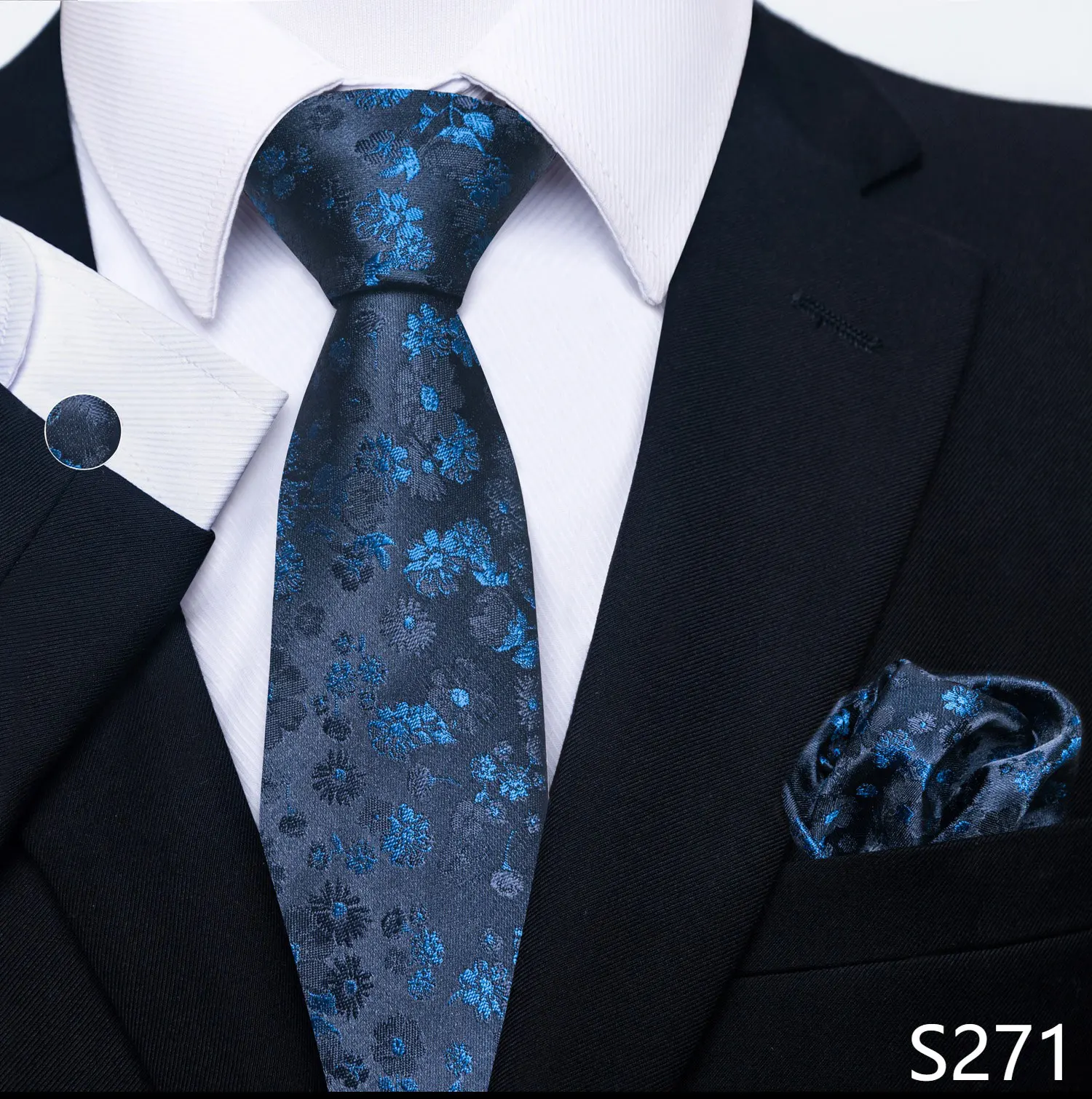 Neue Stil Mode Marke Krawatte Für Männer Grün Floral Krawatte Einstecktücher Manschettenknöpfe Set Krawatte Anzug Zubehör Fit Formale Party – Detail 24