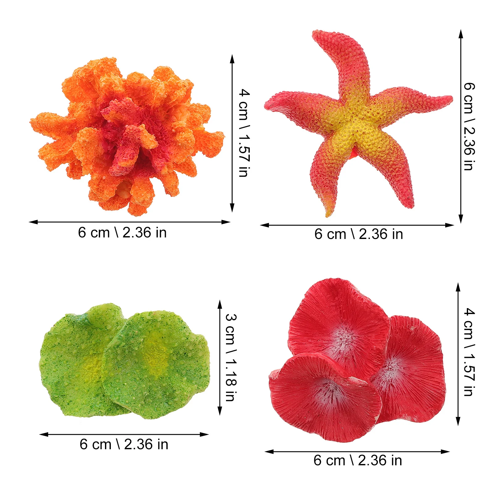 

4Pcs Simulated Coral Reef Decor Vibrant Marine Organism Desktop Aquarium Accessory Small Resin Fish Tank Decoration