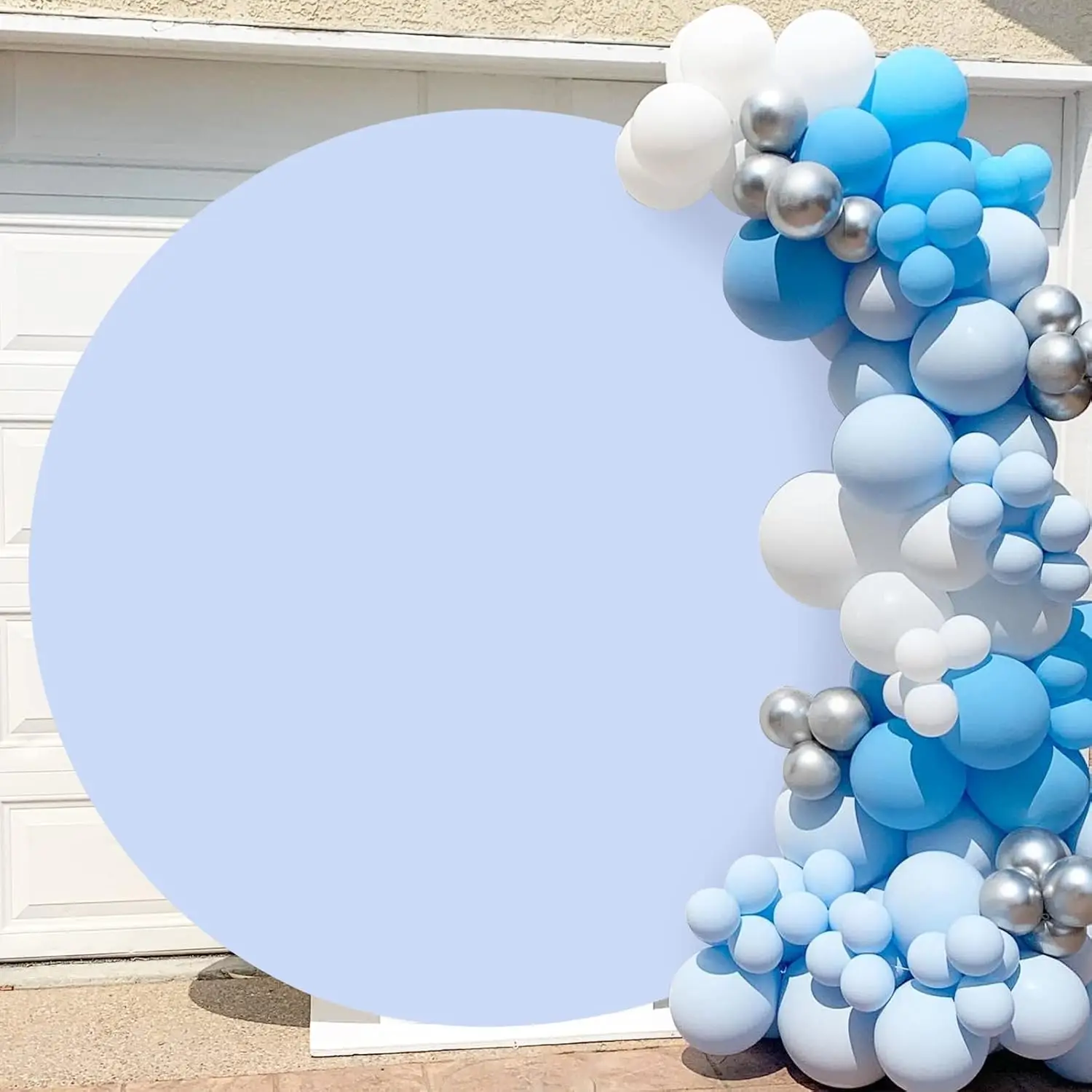 6 Pcs 6.5x6.5ft  Round Backdrop Cover Round Arch Covers with Buckles Polyster Blue Circle Balloon Arch Cover for Wedding Birthda