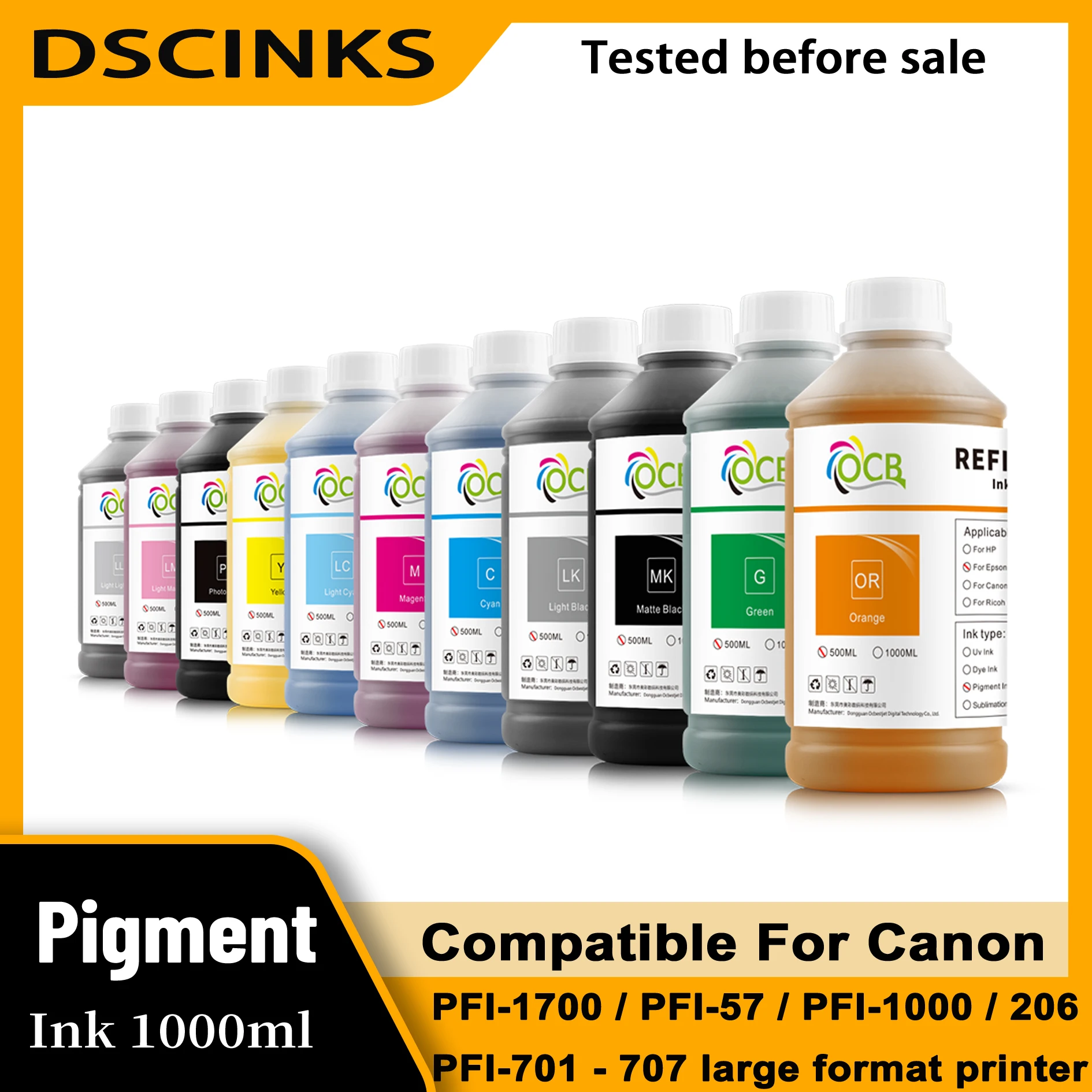 1000ml Universal Pigment Ink For Canon PFI-1700 PFI-1000 PFI-706 for Canon Pro 2000 4000 6000 6100 4000s 6000s 6100s printer
