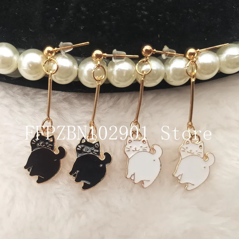 Hot sale animal earrings cute cat earrings enamel ladies girls metal jewelry gifts