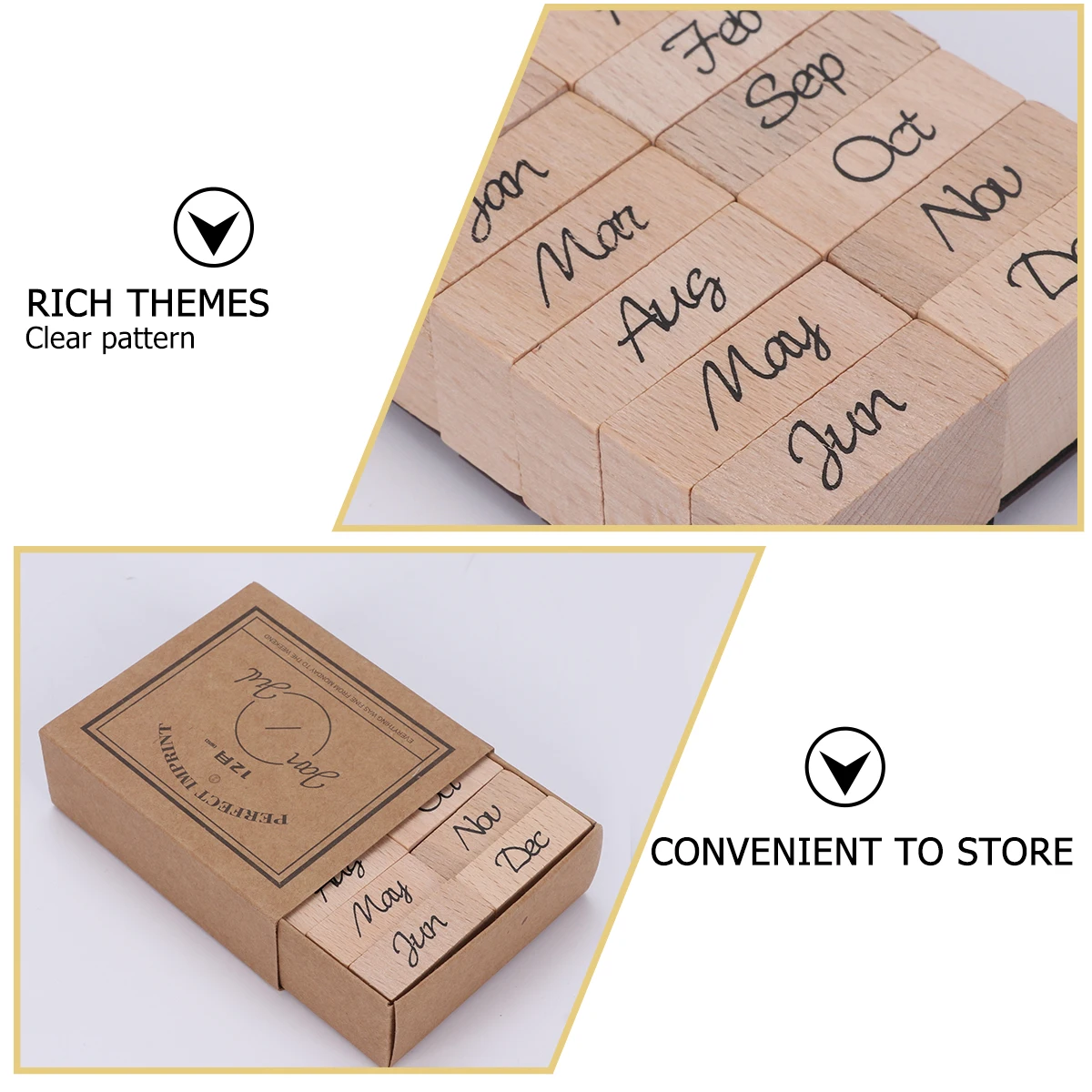 

Scrapbooking Wooden Seal Planner Letter Stamp Journal Month Stamps for Crafts Making Decoration Diy Child