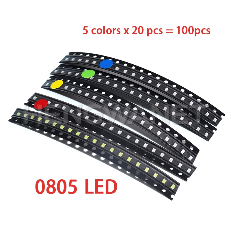 100pcs 0603 0805 1206 1210 5730 5050 SMD LED Light Emitting Diode Kit 5 Colors Miniature LED Red White Yellow Green Blue