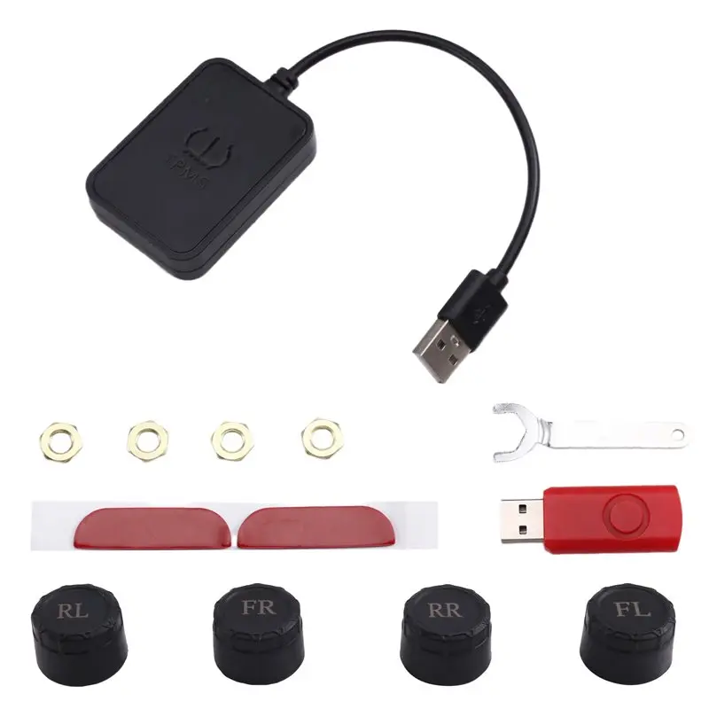 A30P-External Alarm System For Car Navigation Radio USB Android TPMS Tire Pressure Monitoring System Display Sensors