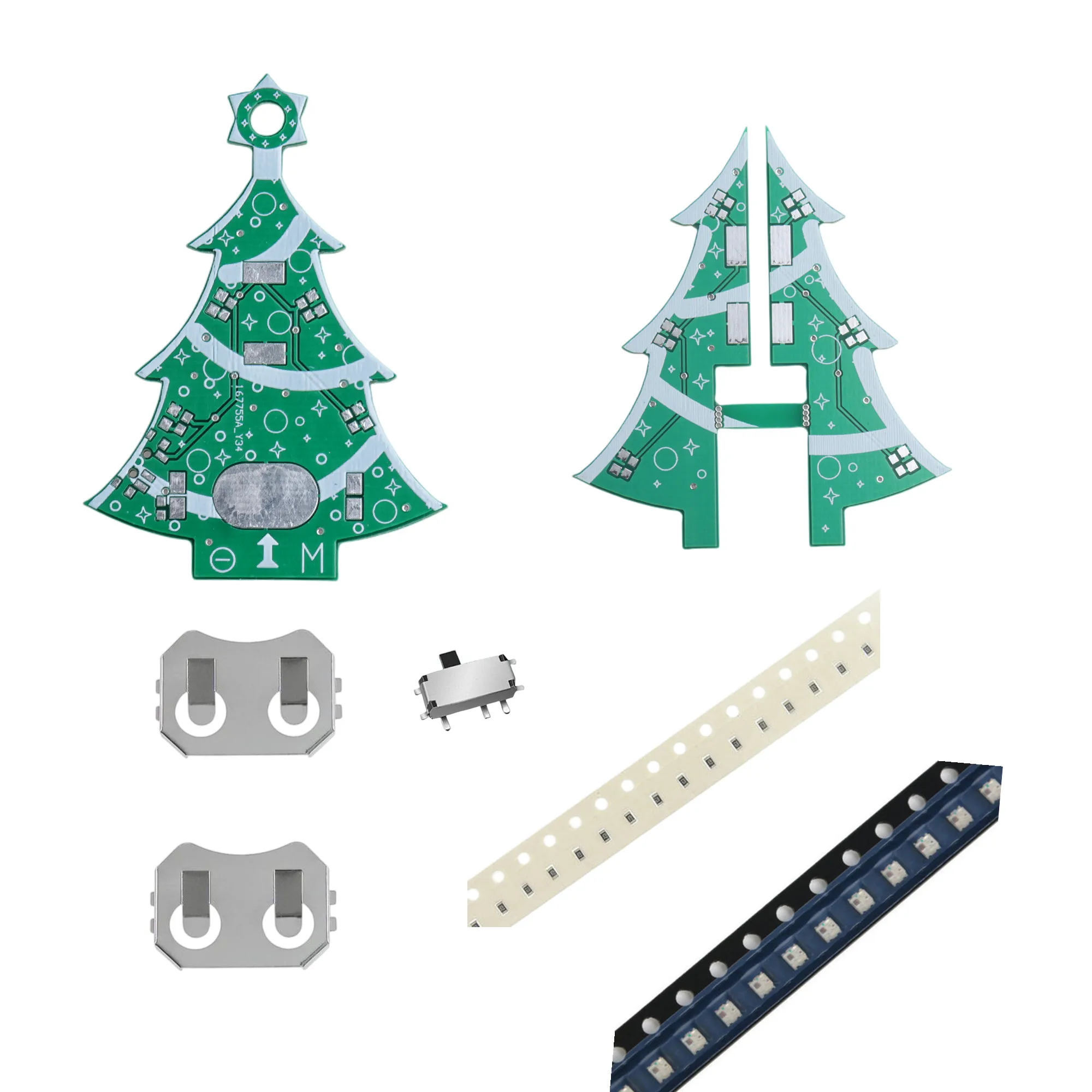 Small Size PCB 3D Christmas Tree SMT LED RGB Blinking  Solder Kit  Flashing LEDs DIY Electronics Project