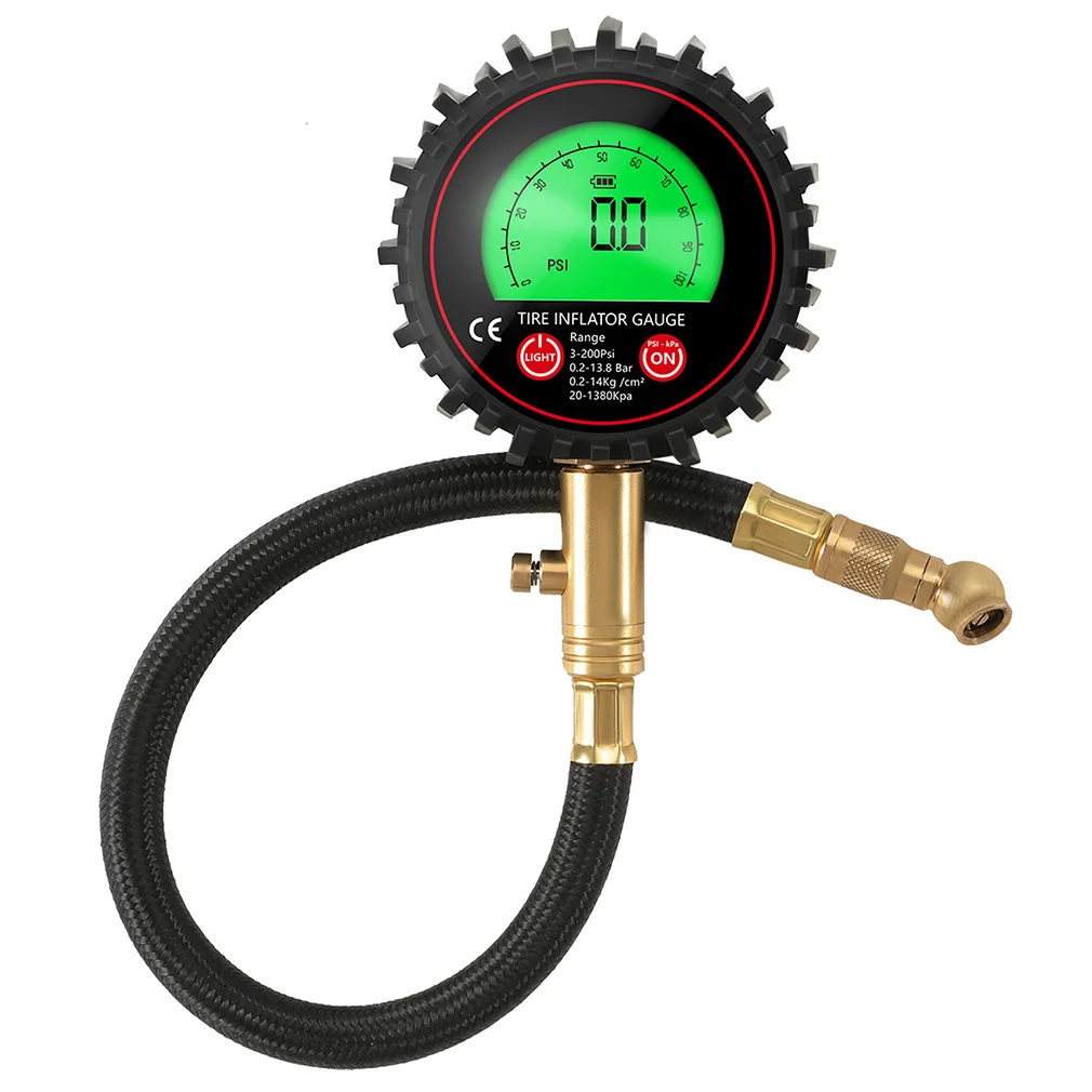 Digital Display Tire Air Pressure Inflator Gauges With Hose LED Backlight Vehicle Tester Meter Inflation Monitoring Manometros