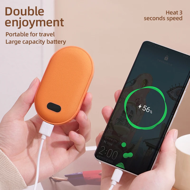 Hand Warmer USB Mobile Power Bank Electric Hand Heater Warmer Mini Multi-Function Pocket Warmer Digital Display Halloween Gift