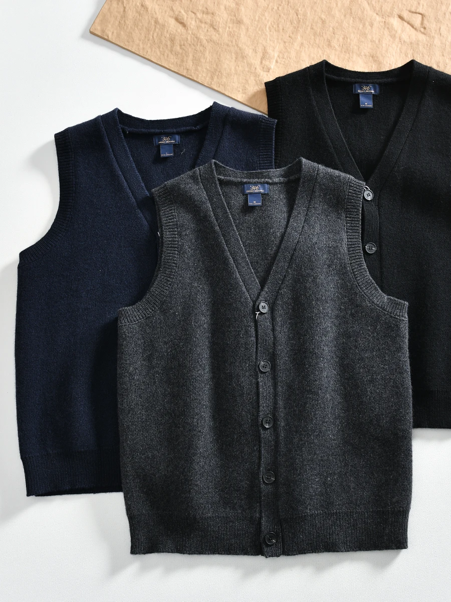 

Soft Comfortable Men's Knitted Cardigan Vest Thin Versatile Autumn Winter Fashion Business Casual Straight Hem V-Neck Button up