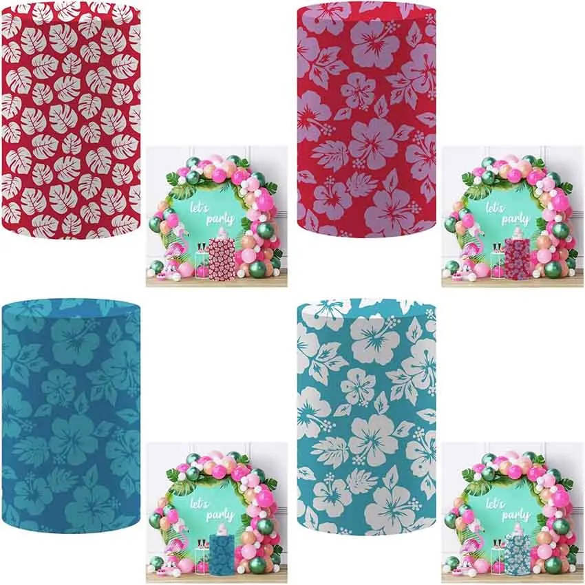 Summer Hawaii Party Plinth Cylinder Cover Birthday Arrangement Elastic Stretch Spandex Pedestal Cover Dessert Table Decoration